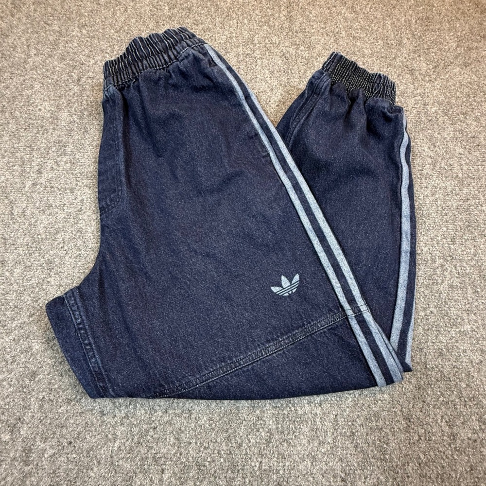 Adidas Originals Japana Denim Track Pants Indigo Blue 3-Stripe Joggers Small
